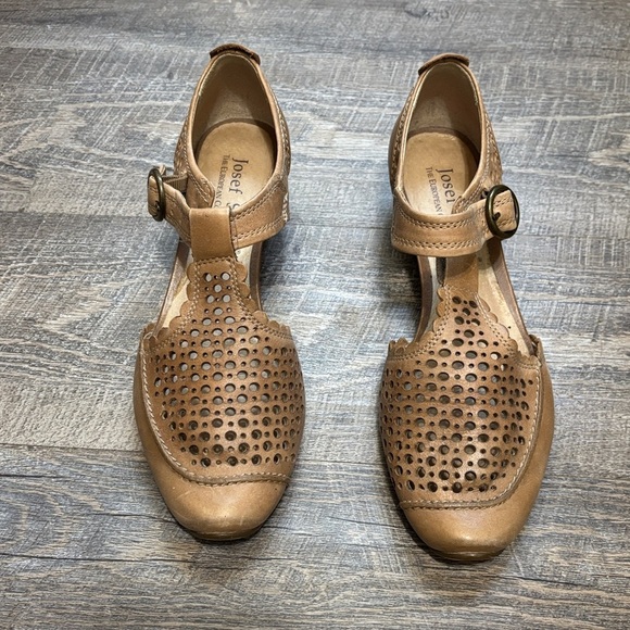 Josef Seibel Women's Brown Perforated Flats - Picture 1 of 4